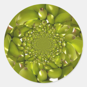 Going Bananas Going Green Kaleidoscope Pattern Classic Round Sticker