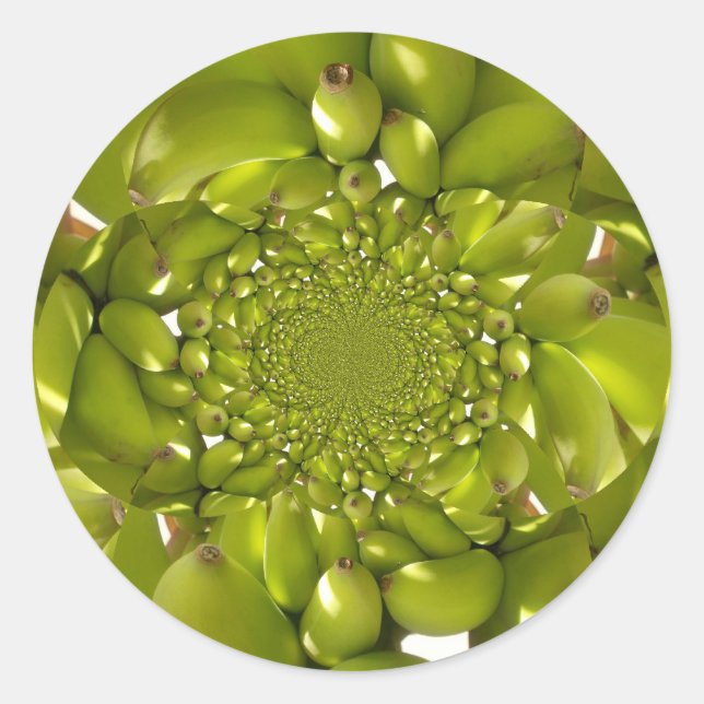  Going Bananas Going Green Kaleidoscope  Pattern  Classic Round Sticker (Front)