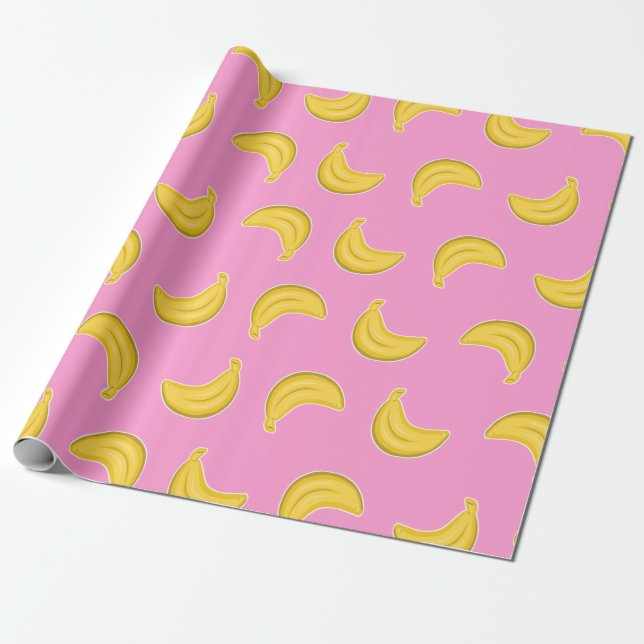 Going Bananas in Pink Wrapping Paper (Unrolled)