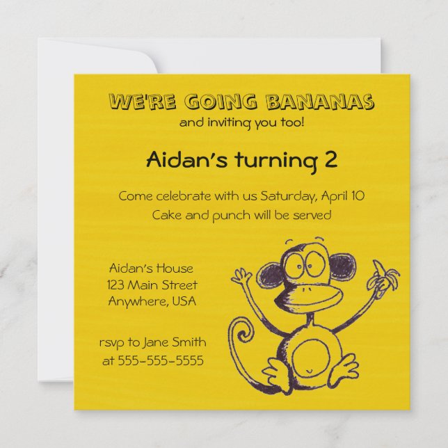 Going Bananas Invitation (Front)
