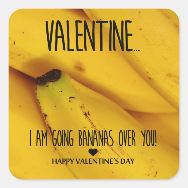 Going bananas over you Valentine's Day Square Sticker (Front)
