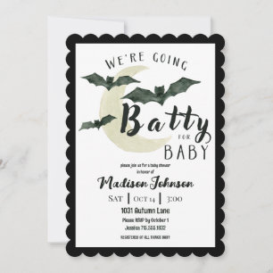 Going Batty For Baby Fall October Baby Shower  Invitation
