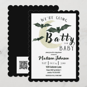 Going Batty For Baby October Baby Shower QR Code Invitation