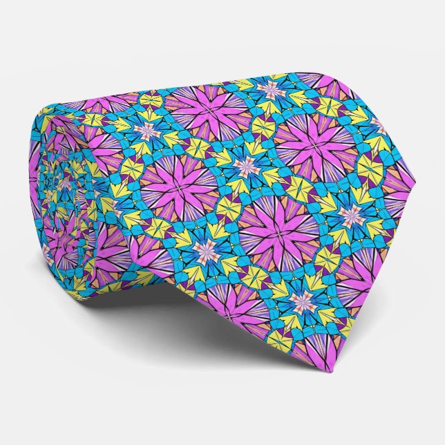 Going Bold Vibrant Geometric Kaleidoscope Neck Tie (Rolled)