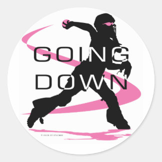 Going Down Pink Catcher Softball Classic Round Sticker