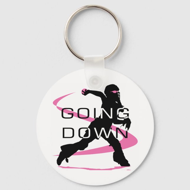 Going Down Pink Catcher Softball Keychain (Front)