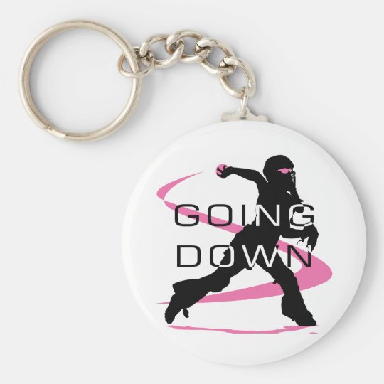 Going Down Pink Catcher Softball Keychain Zazzle