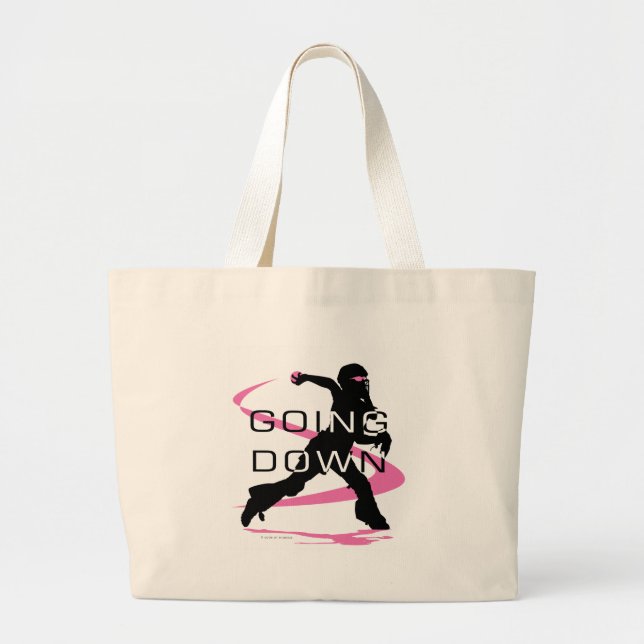 Going Down Pink Catcher Softball Large Tote Bag (Front)