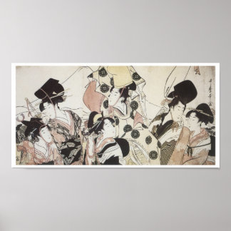 Going Down to the East, Utamaro, 1795 Poster
