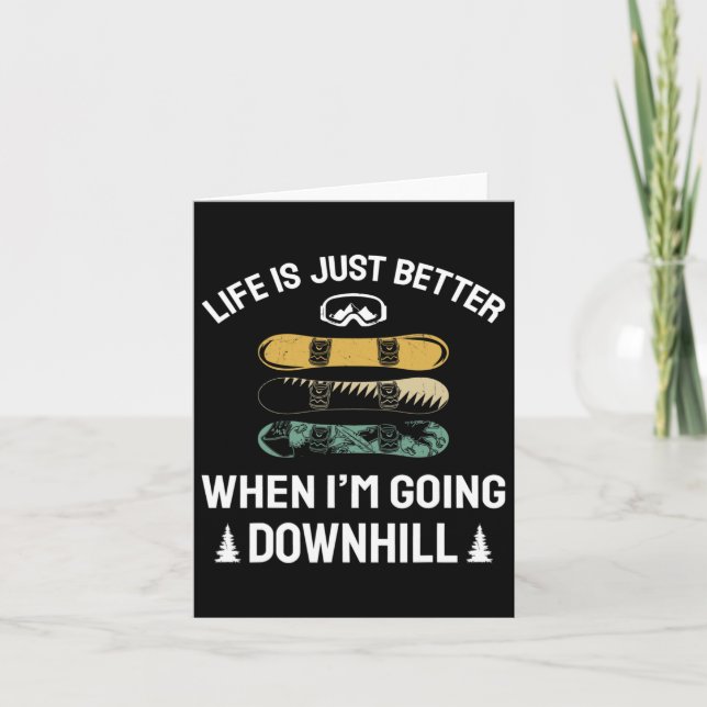 Going Downhill Snowboarding Lover Funny Snowboarde Card (Front)