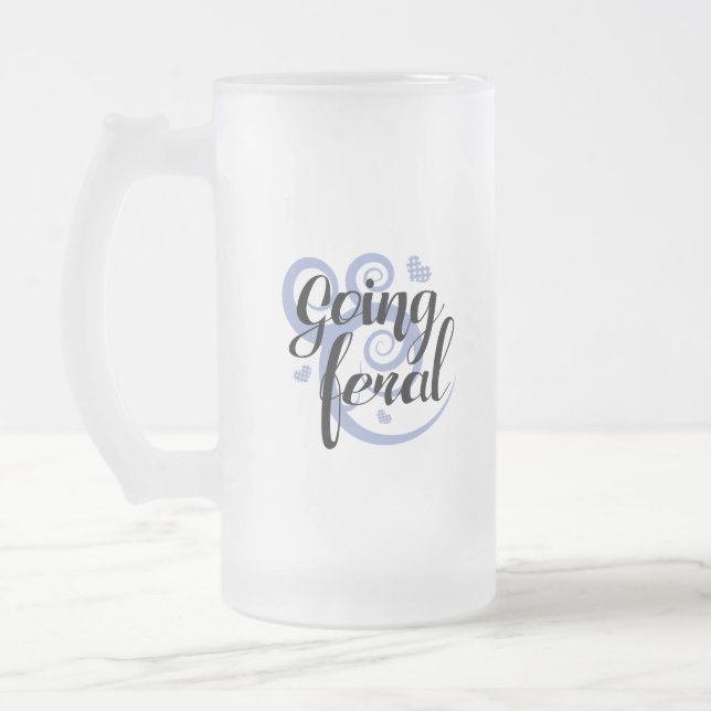 Going feral frosted glass beer mug (Left)