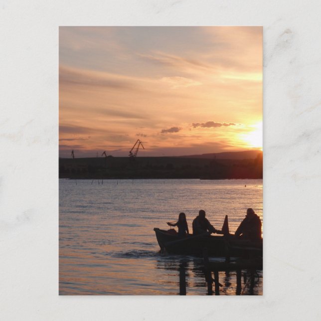 Going Fishing At Sunset Postcard (Front)