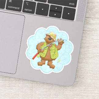 Going Fishing Bear Father Die Cut Sticker Decal