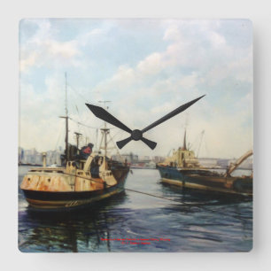 Going fishing square wall clock