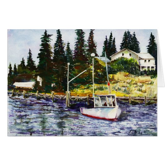 Going Fishing Watercolor Painting Seascape (Front Horizontal)