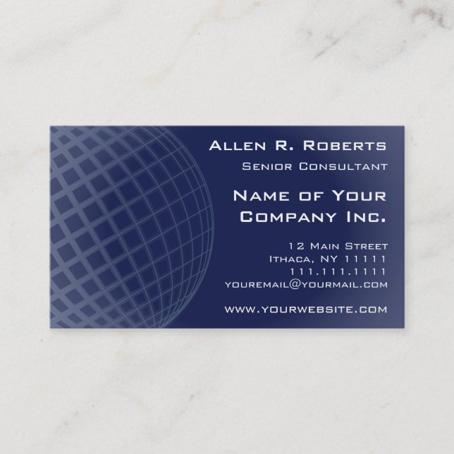 Going Global Elegant Dark Blue Modern Corporate Business Card (Front)