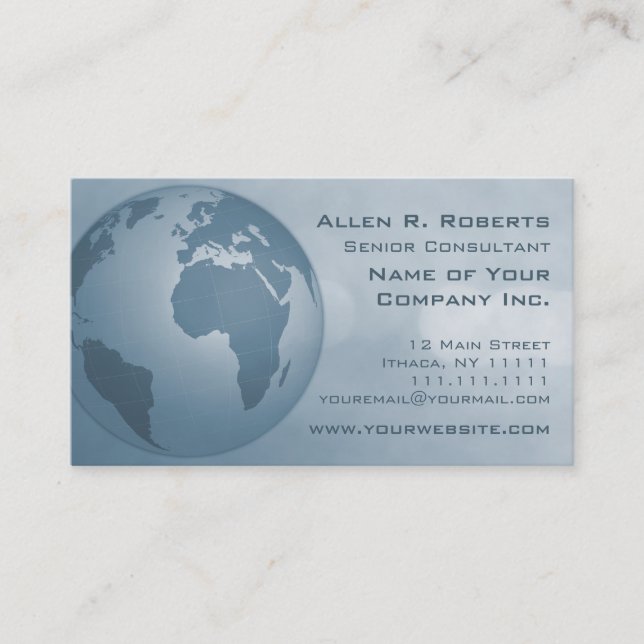 Going Global Elegant Gray Blue Modern Corporate Business Card (Front)