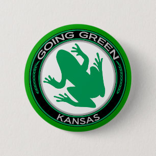 Going Green Kansas Frog Pinback Button