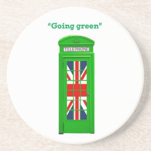 "Going green" London phone box Sandstone Coaster