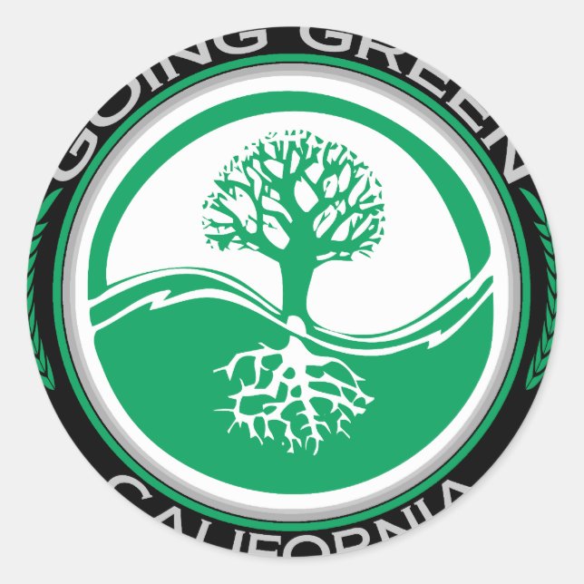 Going Green Tree California Classic Round Sticker (Front)
