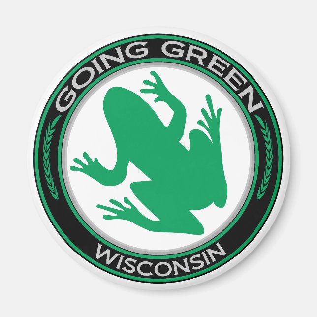 Going Green Wisconsin Frog Magnet (Front)