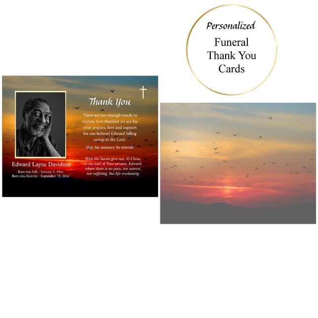 Going Home Orthodox Photo Memorial Thank You Card (Creator Uploaded)