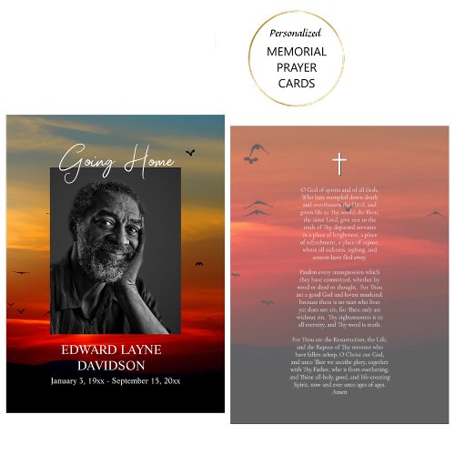 Going Home Personalized Funeral Prayer Card