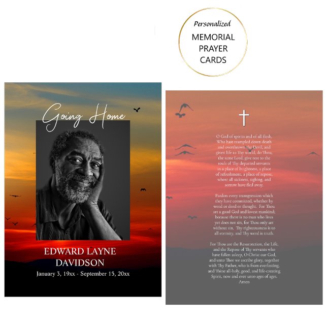 Going Home Personalized Funeral Prayer Card (Creator Uploaded)