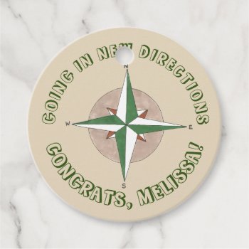 Going In New Directions Camping Compass Retirement Favor Tags by rebeccaheartsny at Zazzle