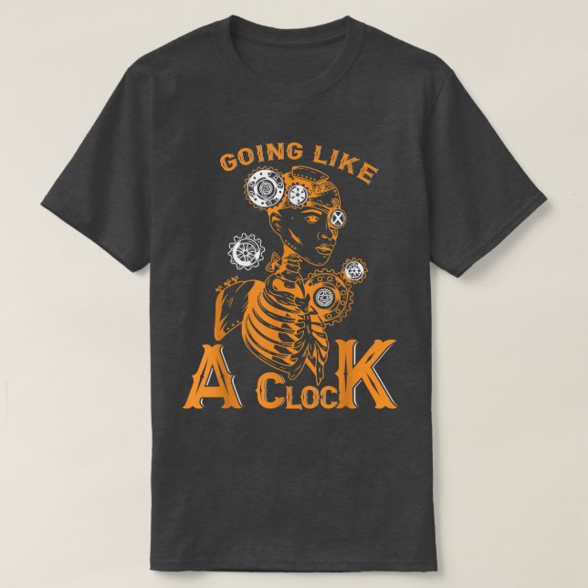 Going like a clock, Human Skeleton Steampunk  T-Shirt (Design Front)