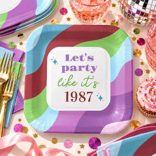 Going on 30 Birthday Let's Party like it's 1987 Paper Plates