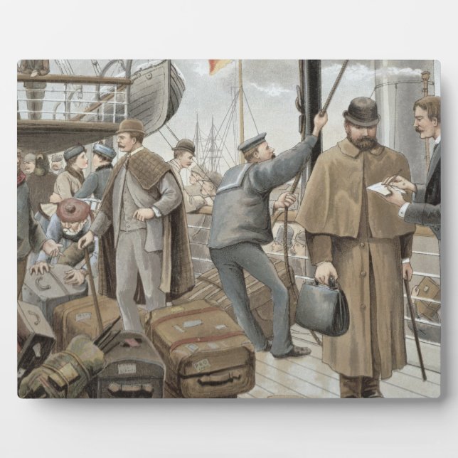 Going on Board at Tilbury, from 'P & O Pencillings Plaque (Front)