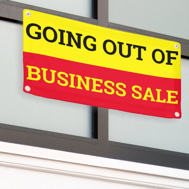 Going Out of Business Sale Red Yellow Banner (Outside Building)