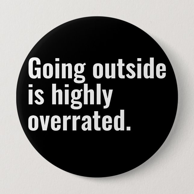 Going Outside is Highly Overrated Basic Cool Text. Button (Front)
