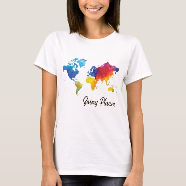 Going Places World Map T-Shirt (Front)