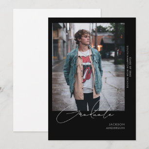 Going Solo Photo B/W Graduation Announcement
