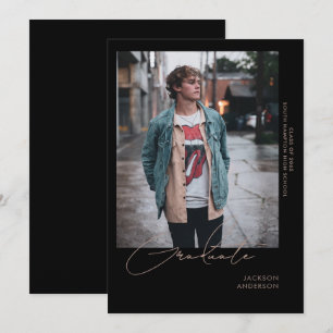 Going Solo Photo Black Graduation Announcement