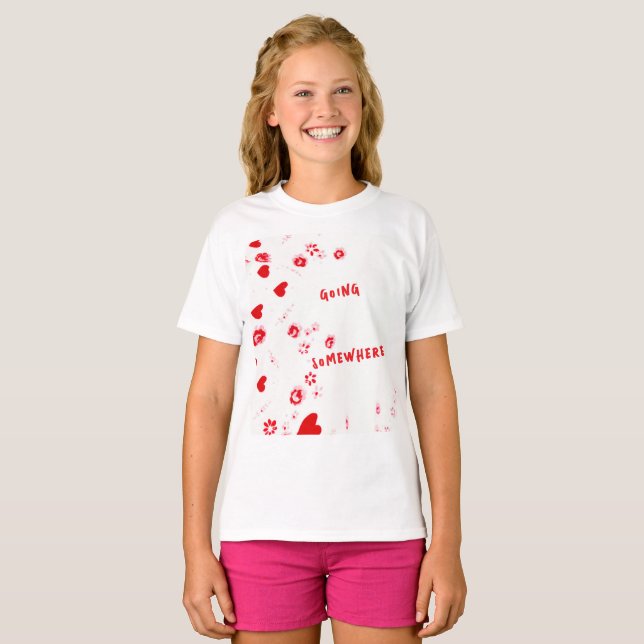 GOING SOMEWHERE GIRL RED HEARTS SHIRT (Front Full)