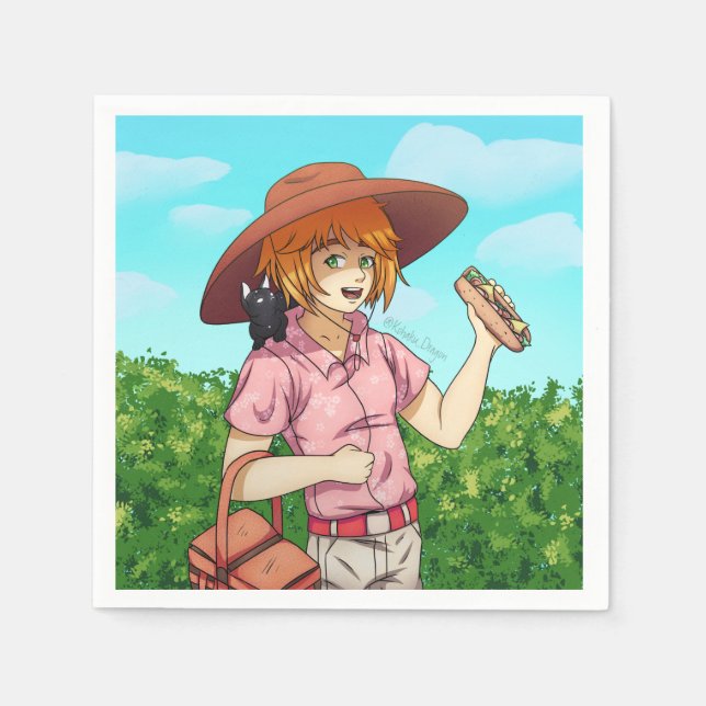 Going to a Picnic with a Cat  Napkins (Front)