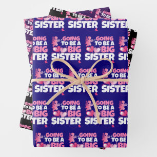Going to be a Big Sister - Pink Fairy Hearts Wrapping Paper Sheets