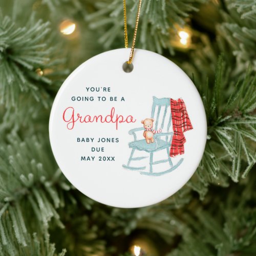Going To Be A Grandpa Personalized Teddy Bear Ceramic Ornament