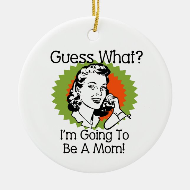 Going To Be a Mom Orange Green Ceramic Ornament (Front)