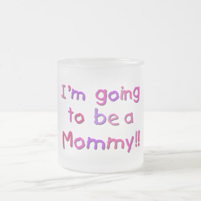 Going to be a Mommy - Pink and Purple Frosted Glass Coffee Mug (Center)