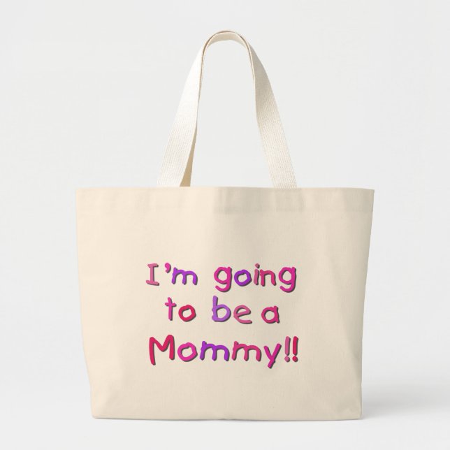 Going to be a Mommy - Pink and Purple Large Tote Bag (Front)