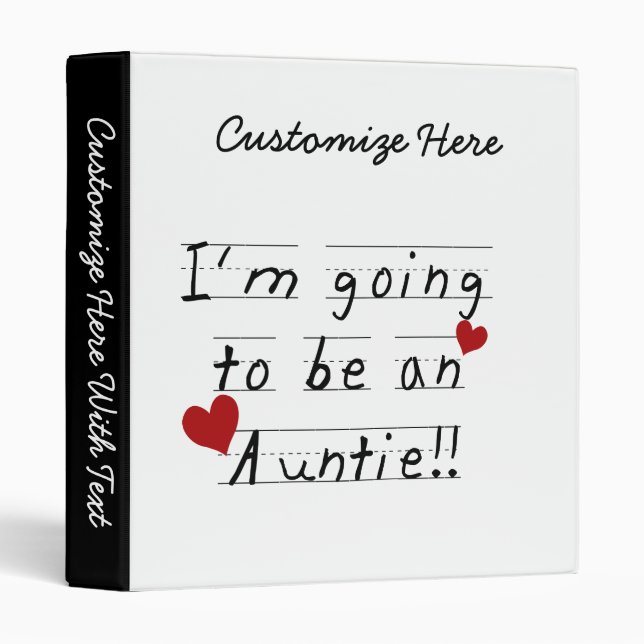 Going To Be An Auntie Kid Print Tshirts and Gifts 3 Ring Binder (Front/Spine)