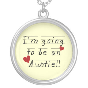 Going To Be An Auntie Kid Print Tshirts and Gifts Silver Plated Necklace
