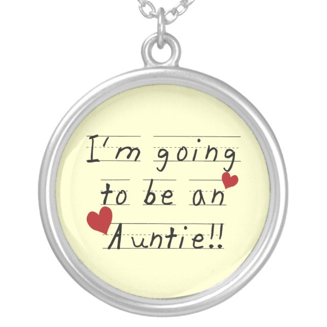 Going To Be An Auntie Kid Print Tshirts and Gifts Silver Plated Necklace (Front)