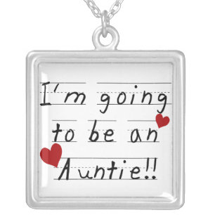 Going To Be An Auntie Kid Print Tshirts and Gifts Silver Plated Necklace