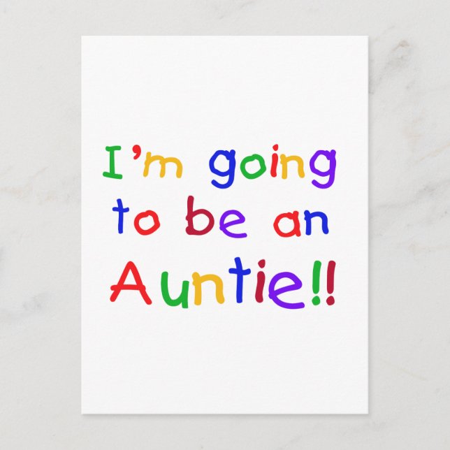 Going to be an Auntie Primary Colors Postcard (Front)
