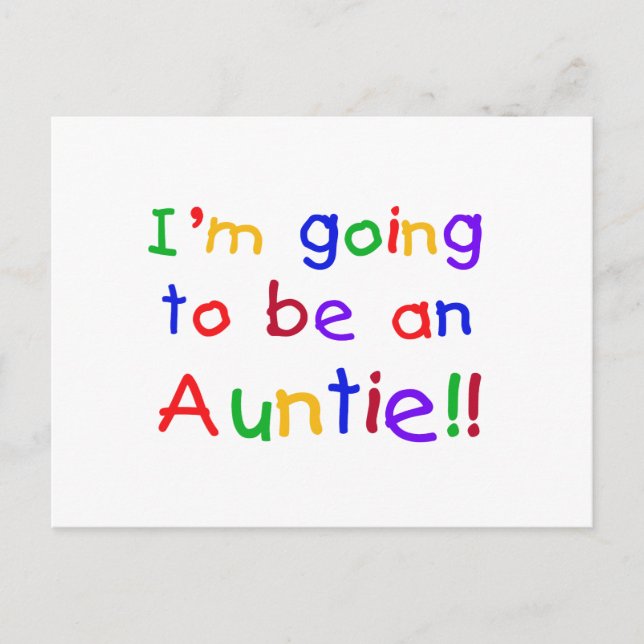 Going to be an Auntie Primary Colors Postcard (Front)
